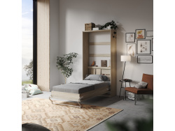 Folding wall bed SMARTBett Standard 90x200 Vertical Oak Sonoma/Beton look with Gas pressure Springs