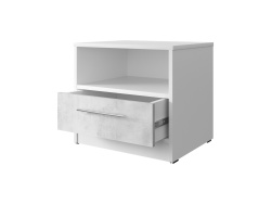 Nachttisch Basic/Standard 45 cm mit einer Schublade Weiß/Betonoptik
