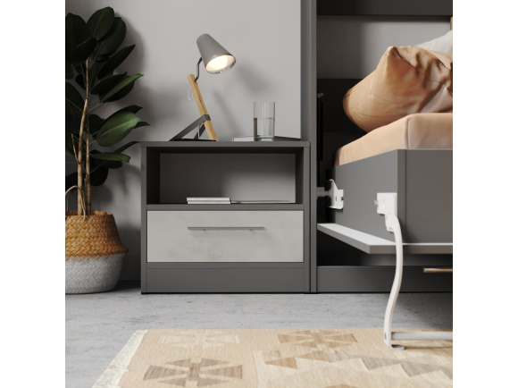 Bedside table  Standard with a drawer Anthracite/ Beton look