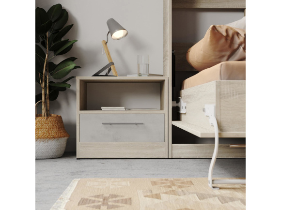 Bedside table  Standard with a drawer oak Sonoma / Beton look