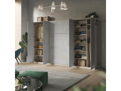 SMARTBett Schrank Kleiderschrank Aktenschrank 100cm 2-türig Eiche Sonoma/Betonoptik