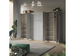 SMARTBett Schrank Kleiderschrank Aktenschrank 100cm 2-türig Eiche Sonoma/Betonoptik