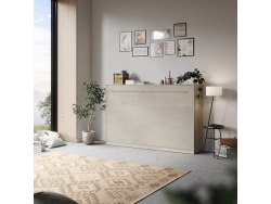 SMARTBett Folding wall bed Standard 120x200 Horizontal Oak Sonoma/Beton look with Gas pressure Springs