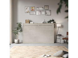SMARTBett Folding wall bed Standard 120x200 Horizontal Oak Sonoma/Beton look with Gas pressure Springs