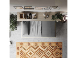 SMARTBett Folding wall bed Standard 120x200 Horizontal Oak Sonoma/Beton look with Gas pressure Springs