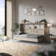 SMARTBett Folding wall bed Standard 120x200 Horizontal Oak Sonoma/Beton look with Gas pressure Springs