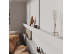 SMARTBett Folding wall bed Standard 140x200 Horizontal White/Beton look  with Gas pressure Springs