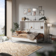 SMARTBett Folding wall bed Standard 140x200 Horizontal White/Beton look  with Gas pressure Springs