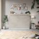 SMARTBett Folding wall bed Standard 140x200 Horizontal White/Beton look  with Gas pressure Springs