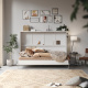 SMARTBett Folding wall bed Standard 140x200 Horizontal White/Beton look  with Gas pressure Springs