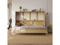 SMARTBett Schrankbett Standard 140x200 Horizontal Wildeiche/Betonoptik mit Gasdruckfedern