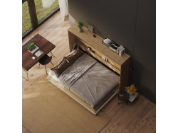SMARTBett Schrankbett Standard 140x200 Horizontal Wildeiche/Betonoptik mit Gasdruckfedern