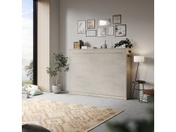 SMARTBett Folding wall bed Standard 140x200 Horizontal Oak Sonoma/Beton look  with Gas pressure Springs