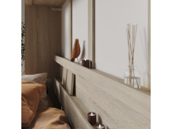 SMARTBett Folding wall bed Standard 140x200 Horizontal Oak Sonoma/Beton look  with Gas pressure Springs