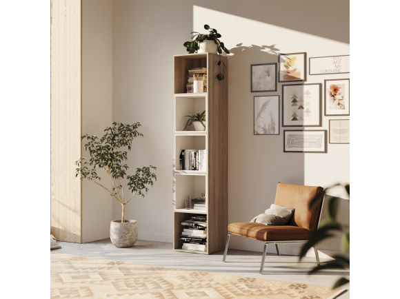 SMARTBett Regal + 3 Würfel in verschiedenen Farben - Regal Eiche Sonoma + 3 Würfel Weiss