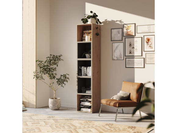 SMARTBett shelf + 3 cubes in different colors - Shelf Wild Oak + 3 Cubes Anthracite