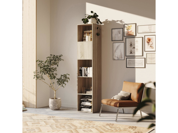 SMARTBett Regal + 1 Tür in verschiedenen Farben - Regal Eiche Sonoma + 1 Tür Eiche Sonoma