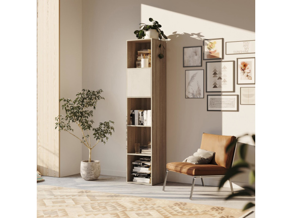SMARTBett Regal + 1 Tür in verschiedenen Farben - Regal Eiche Sonoma + 1 Tür Beton