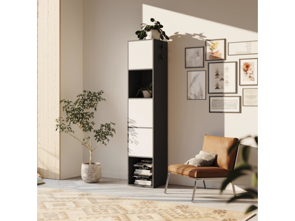 SMARTBett Regal + 3 Türen in verschiedenen Farben - Regal Anthrazit + 3 Türen Weiss