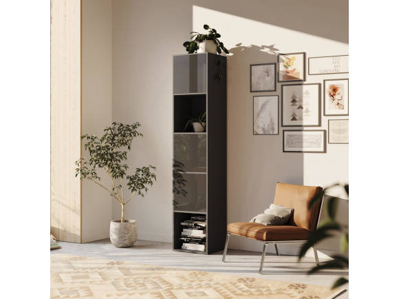 SMARTBett Regal + 3 Türen in verschiedenen Farben - Regal Anthrazit + 3 Türen Anthrazit Hochglanz