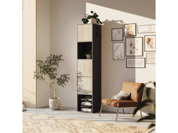 SMARTBett Shelf + 3 doors in different colors - Shelf Anthracite + 3 Doors Oak Sonoma
