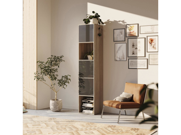 SMARTBett Regal + 3 Türen in verschiedenen Farben - Regal Eiche Sonoma + 3 Türen Anthrazit Hochglanz