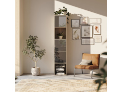SMARTBett Regal + 3 Türen in verschiedenen Farben - Regal Eiche Sonoma + 3 Türen Anthrazit Hochglanz