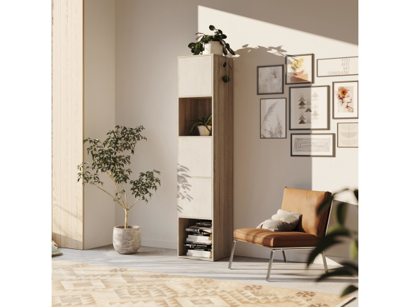 SMARTBett Shelf + 3 doors in different colors - Shelf Oak Sonoma + 3 Doors Concrete