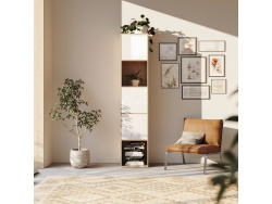 SMARTBett Regal + 3 Türen in verschiedenen Farben - Regal Wildeiche + 3 Türen Weiss Hochglanz