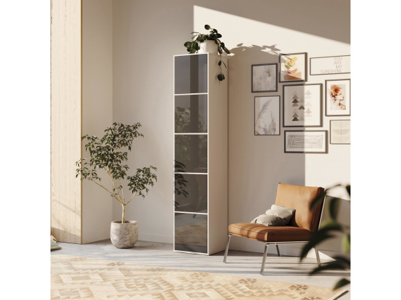 SMARTBett Regal + 5 Türen in verschiedenen Farben - Regal Weiss + 5 Türen Anthrazit Hochglanz