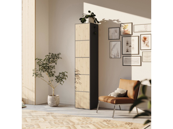SMARTBett Regal + 5 Türen in verschiedenen Farben - Regal Anthrazit + 5 Türen Wildeiche