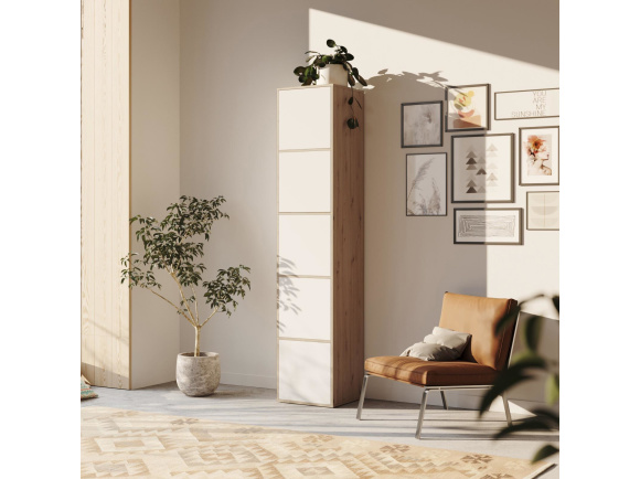 SMARTBett Regal + 5 Türen in verschiedenen Farben - Regal Wildeiche + 5 Türen Weiss