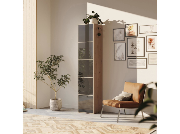 SMARTBett Shelf + 5 doors in different colors - Shelf Wild Oak + 5 Doors Anthracite High Gloss