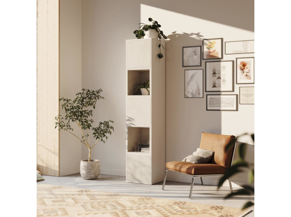 SMARTBett Shelf + 3 doors and 2 cubes in different colors - Shelf White + 3 Doors and 2 Cubes Concrete