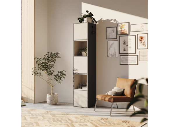 SMARTBett Shelf + 3 doors and 2 cubes in different colors - Shelf Anthracite + 3 Doors and 2 Cubes Concrete