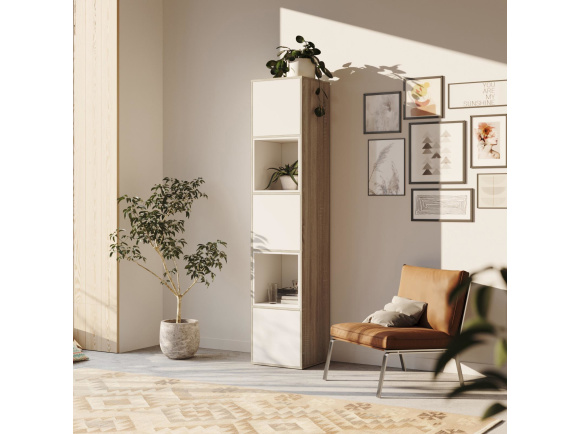 SMARTBett Shelf + 3 doors and 2 cubes in different colors - Shelf Oak Sonoma + 3 Doors and 2 Cubes White