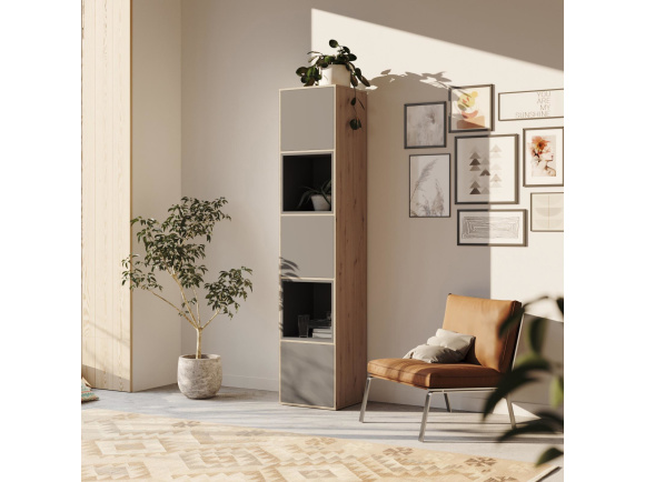 SMARTBett Regal + 3 Türen und 2 Würfel in verschiedenen Farben - Regal Wildeiche + 3 Türen und 2 Würfel Anthrazit