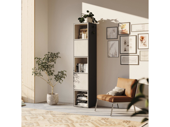 SMARTBett Shelf + 2 doors and 3 cubes in different colors - Shelf Anthracite + 2 Doors and 3 Cubes Concrete