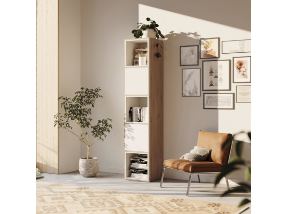 SMARTBett Shelf + 2 doors and 3 cubes in different colors - Shelf Wild Oak + 2 Doors and 3 Cubes White