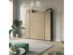 SMARTBett wall unit set with wall bed standard 140x200 vertical + 2 x 50 wardrobes in different colors