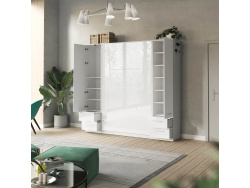 SMARTBett wall unit set with wall bed standard 140x200 vertical + 2 x 50 wardrobes White /White high gloss