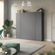 SMARTBett wall unit set with wall bed standard 140x200 vertical + 2 x 50 wardrobes in different colors anthracite Anthracite