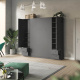 SMARTBett wall unit set with wall bed standard 140x200 vertical + 2 x 50 wardrobes in different colors anthracite Anthracite