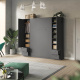 SMARTBett wall unit set with wall bed standard 140x200 vertical + 2 x 50 wardrobes in different colors anthracite Anthracite