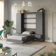 SMARTBett wall unit set with wall bed standard 140x200 vertical + 2 x 50 wardrobes in different colors anthracite Anthracite