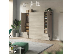 SMARTBett Wohnwand Set mit Schrankbett Standard 140x200 Vertikal + 2 x 50-Schränke Eiche Sonoma/ Eiche Sonoma
