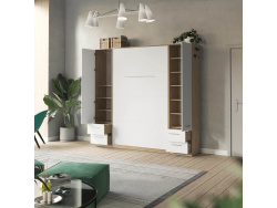 SMARTBett wall unit set with wall bed standard 140x200 vertical + 2 x 50 wardrobes in different colors wild oak white