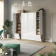 SMARTBett wall unit set with wall bed standard 140x200 vertical + 2 x 50 wardrobes in different colors wild oak White high gloss