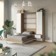 SMARTBett wall unit set with wall bed standard 140x200 vertical + 2 x 50 wardrobes in different colors wild oak White high gloss