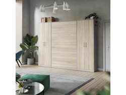 SMARTBett Wohnwand Set mit Schrankbett Standard 140x200 Vertikal + 2 x 80-Schränke in verschiedenen Farben